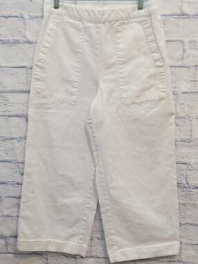 Prologue White Wide-Leg Cropped Chinos with Front Patch Pockets - Size 12